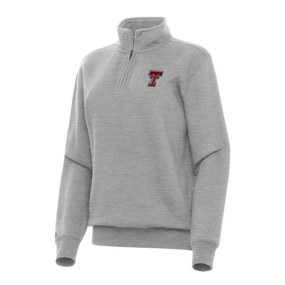 Women's Antigua Heather Gray Texas Tech Red Raiders Victory Quarter-Zip Sweatshirt