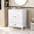 thumbnail image 3 of ENSHUI 30" Bathroom Vanity with Sink, Solid Wood Floor Standing Bathroom Vanity Cabinet with 1 Soft Close Drawer, Modern Bathroom Vanities with Adjustable Shelf, White, 3 of 9