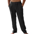 thumbnail image 1 of Solid Color Men Straight-Legs Casual Pants Male Drawstring Long Pants, 1 of 5