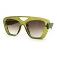 thumbnail image 4 of Women Oversized Thick Plastic Rectangle Cat Eye Flat Top Diva Sunglasses Matte Green - Brown, 4 of 8