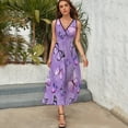 thumbnail image 3 of Purple Butterfly Dandelion Womens Night Club Maxi Dress V Neck Sleeveless Bohemia Long Dresses, 3 of 9