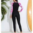 thumbnail image 2 of SWSMCLT Women's One Piece Zip Up Swimsuit Rash Guard High Neck Surfing Diving Spearfishing Cold Water Swimming Wetsuit Wet Suit Long Sleeve Warm Swimwear Pink 8-10, 2 of 5