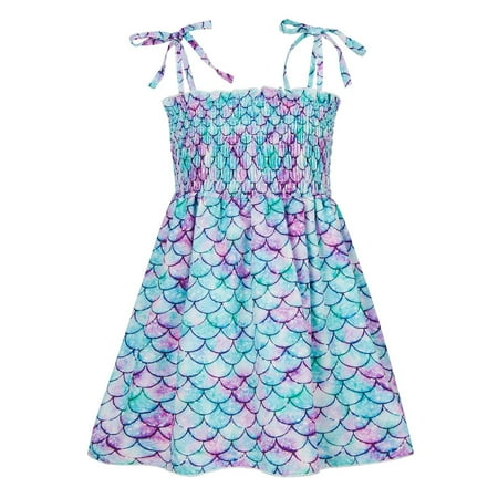 

2022 New Girls 3D Print Pretty Floral Dress For Girl Toddler Baby Kids Girls Sleeveless Strap Summer Beach Dresses Casual Clothes