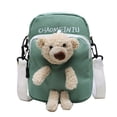 thumbnail image 1 of Bolso de lona elegante para mujer bolso de viaje bolso cruzado informal con doble cremallera y oso bonito para niñas, 1 of 6