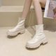 thumbnail image 4 of Botas Chelsea gruesas de otoño para mujer, botines cortos de tacón grueso con cremallera trasera a la moda, estilo retro, zapatos de estilo callejero para mujer, 4 of 5
