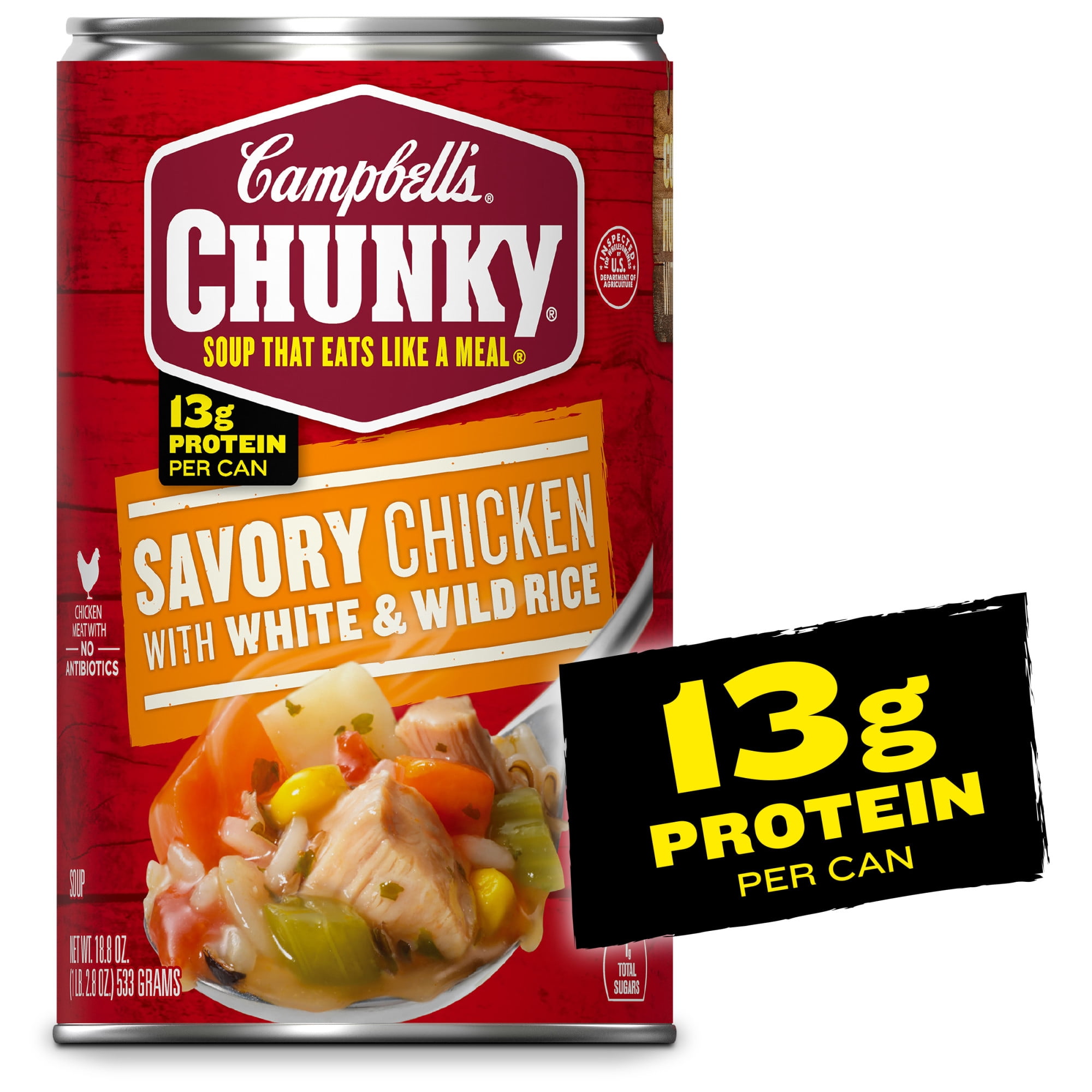 Campbell's Chunky Soup, Ready to Serve Savory Chicken with White and Wild Rice Soup, 18.8 oz Can