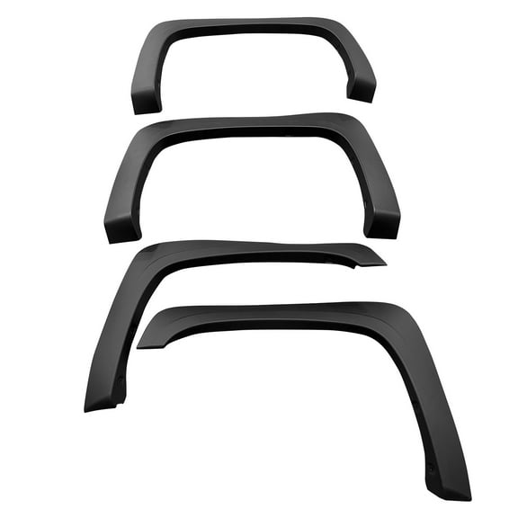 Ikon Motorsports 4PCS Driver Passenger Side Replacement Fender Flares Wheel Protector Exterior Auto Parts Compatible With 2007-2014 Chevy Silverado Long Bed OE Factory Style PP Black
