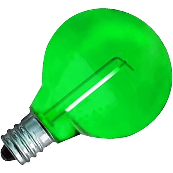 shiyou-25 Pack G40 Green LED Replacement Christmas Light Bulbs,E12 Candelabra Base, Shatterproof Plastic, for Christmas Outdoor String Lights (Green)