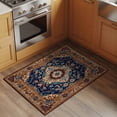 thumbnail image 3 of Blue Burnt Orange Boho Bathroom Rug Washable 2x3 Entryway Rug Non Slip Antique Tribal Southwestern Front Door Mat Low Pile Indoor Doormat Throw Floor Carpet for Kitchen Bedroom Entrance, 3 of 8