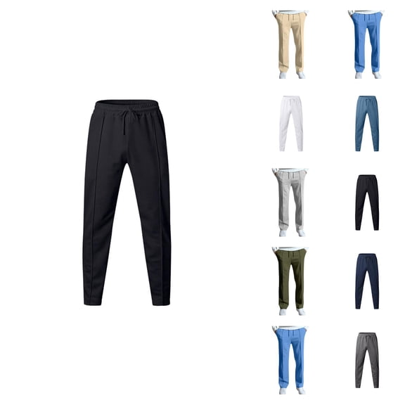 Casual Pants for Men Fashion Elastic Waist Drawstring Straight Leg Long Pants with Pockets Trousers