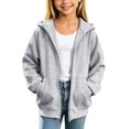thumbnail image 6 of 1-13Y Kids Zip Up Hoodies Solid Color Long Sleeve Hoodie Jacket for Boys and Girls Loose Comfy Casual Hooded Sweatshirt with Pocket, 6 of 10