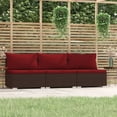 thumbnail image 1 of vidaXL 3-Seater Sofa with Cushions Brown Poly Rattan, 1 of 5