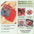 thumbnail image 4 of 2 Pcs Pot Holders with Pocket Cotton Pot Holder Oven Mitts for Kitchen Baking Cooking,Intricate Floral Mandala Pattern, 4 of 5