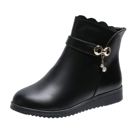 

EUHDSSDE Women s Shoes Lace Metal Buckle With Flat Women s Snow Boots