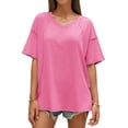 thumbnail image 3 of Summer V Neck Women Short Sleeved Solid T Shirt Tops, 3 of 6