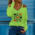 thumbnail image 2 of Pompotops Blouse Décontractée Imprimée Sexy à Manches Longues Col en V Épaules Dénudées T-Shirt, 2 of 4
