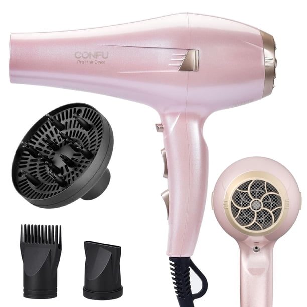 Secador de pelo CONFU, secador iónico profesional de salón con difusor para mujeres y hombres, secado 5 veces más rápido, potente y silencioso para un peinado rápido y fácil (1875 vatios)