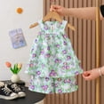 thumbnail image 3 of CAICJ98 Toddler Baby Summer Clothes Girl 3 6 12 18 Months 2T 3T 4T 5T Girls Outfits Cute Dinosaur Tank Tops+Shorts Outfits Lightweight Elastic Cotton Short Sets (Purple,12-18 Months), 3 of 5