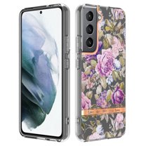 Feishell Case for Samsung Galaxy S23 6.1 inch,Fashion Flower Pattern Flexible Silicone Shockproof Cover for Women Girls Slim Transparent Phone Case Support Wireless Charging,F