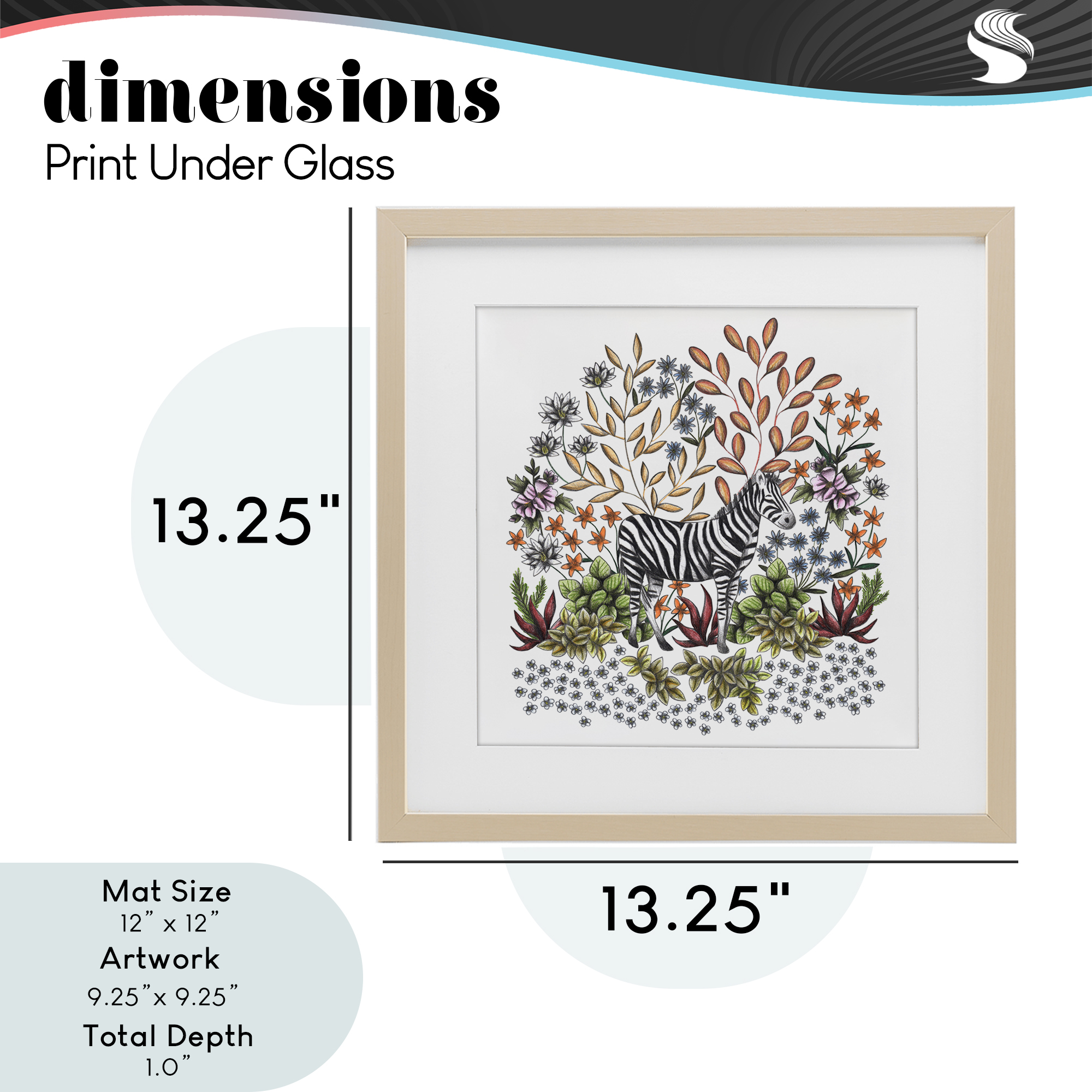 Jungle Wildlife Zebra Birch Framed Print Under Glass, design by Cecilia Battaini