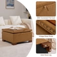 thumbnail image 4 of HASLE 24" Square Storage Ottoman Coffee Table, Linen Tufted Ottoman with Reversible Wooden Tray Lid, Ample Storage Footstool, Light Brown, 4 of 8