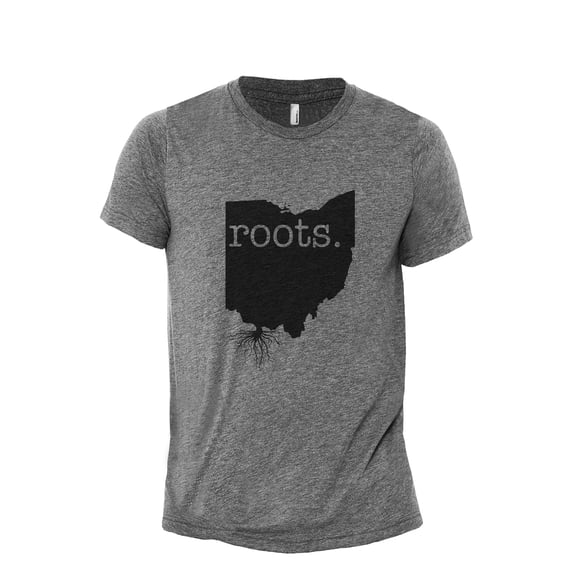 Home Roots State Ohio OH Men's Modern Fit Fun Casual T-Shirt Printed Graphic Tee Heather Grey 3X-Large