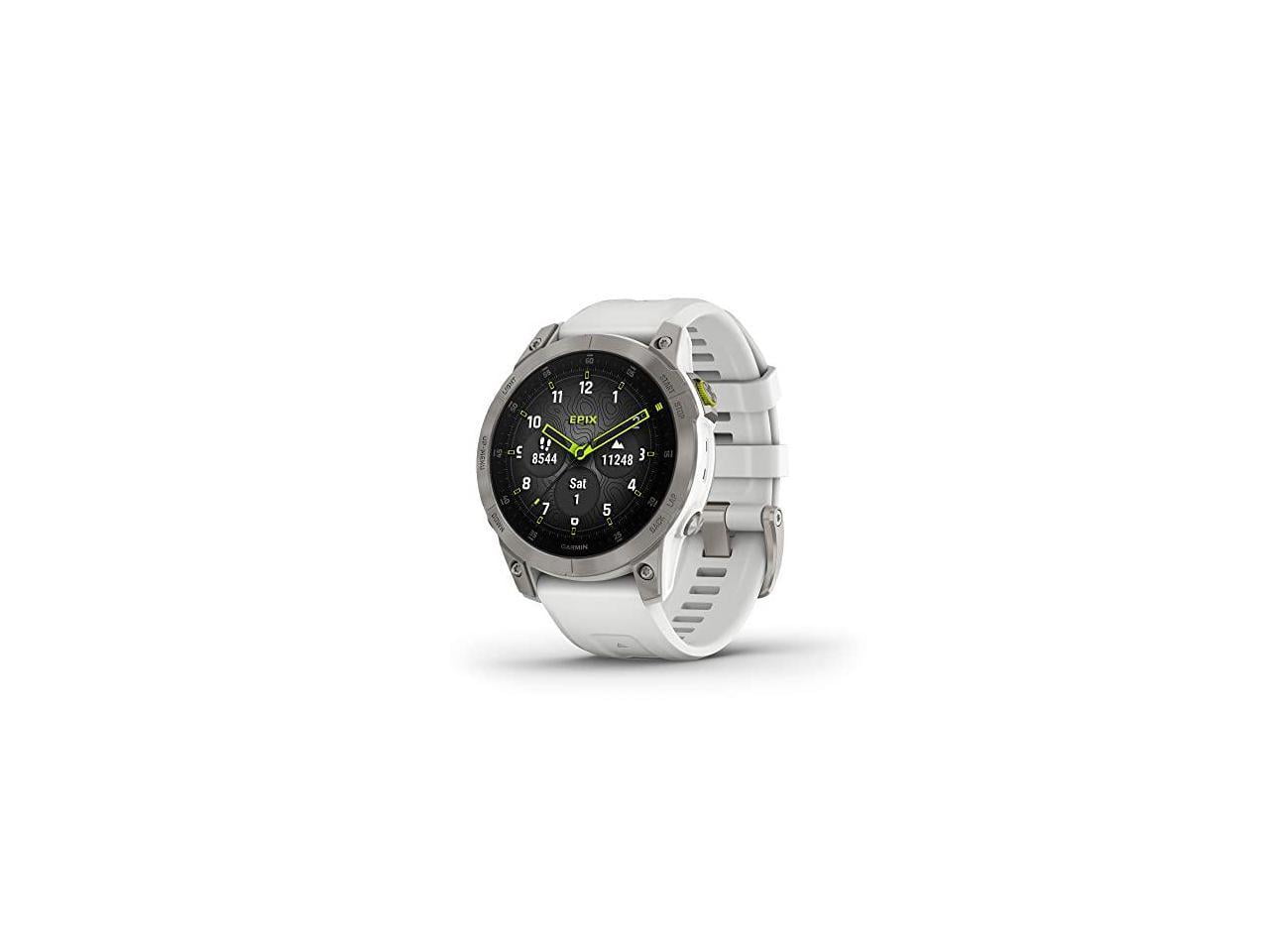 Open Box Garmin epix Gen 2, Premium active smartwatch, Health and wellness features, touchscreen AMOLED display, adventure watch with advanced features, white titanium
