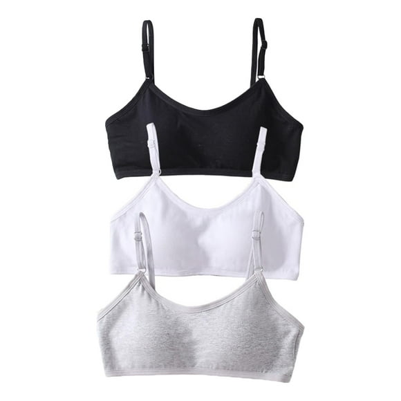 Teen Girls' Everyday Bra 10-15 Teen Student Teen Girls Breathable Teen Sports Bra Wire Free Push Up Running Bra Solid