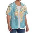thumbnail image 2 of Honeii World Map With Animals 1 for Men's Short-Sleeved Button-Up Collared Shirt Featuring A Pocket, Perfect for Beach Vacations, And Travel Adventures.-Large, 2 of 5