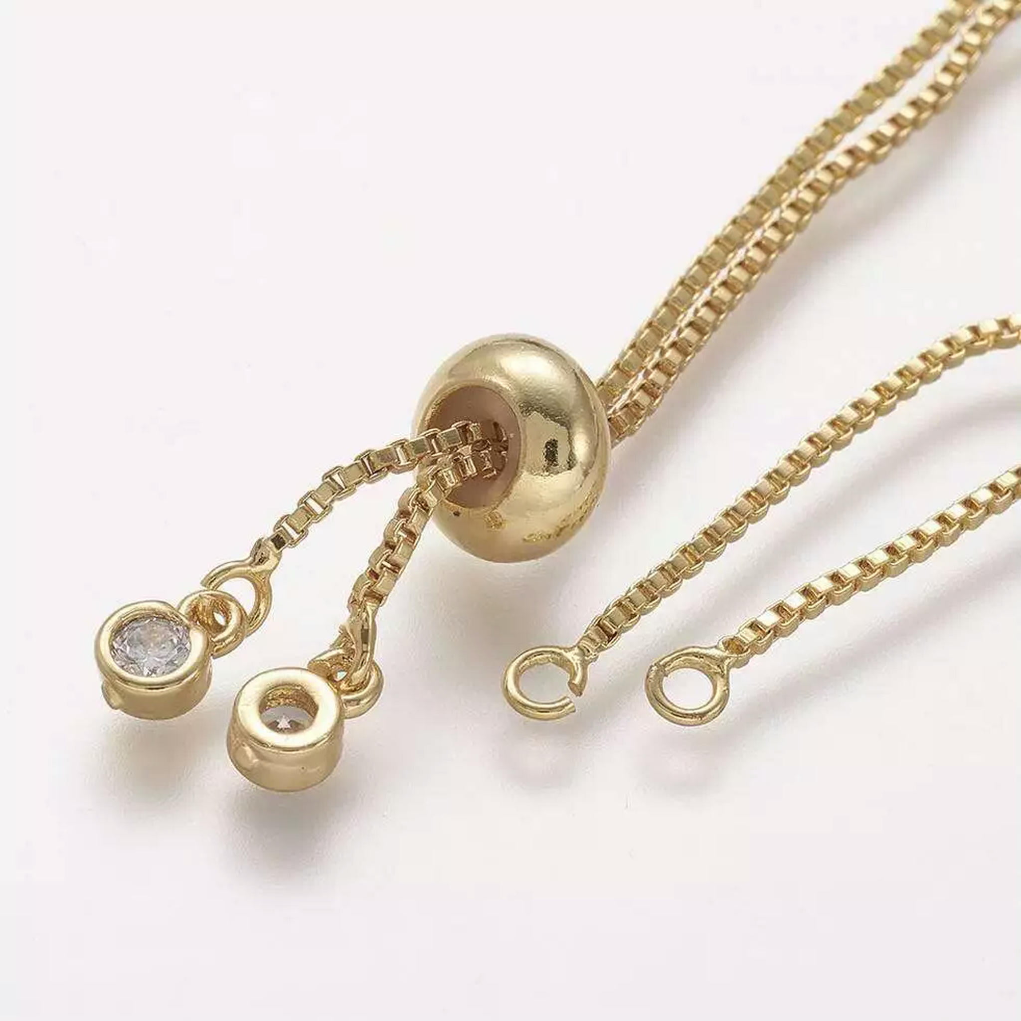 U8MO 20 pcs Adjustable Brass Chain Bracelet DIY Makings, Slider Bracelets, Golden