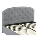 thumbnail image 3 of Light Grey Queen Bed Frame with Drawer - Burlap Fabric, Button Tufted Headboard, Modern Bedroom Furniture. No Box Spring Needed., 3 of 6