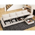 thumbnail image 5 of Belffin 5 pieces Chenille Modular Sectional Sofa Sectional Sleeper Sofa Washable Cushion with storage for Living Room,Beige, 5 of 9