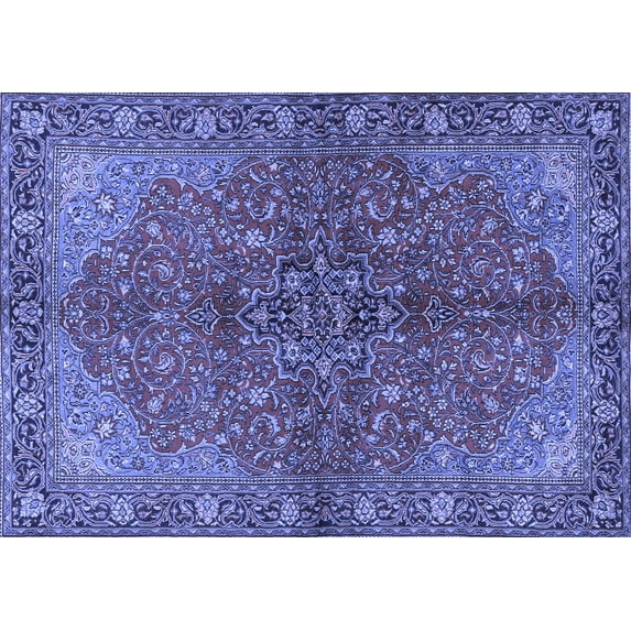 Ahgly Company Machine Washable Indoor Rectangle Persian Blue Traditional Area Rugs, 4' x 6'