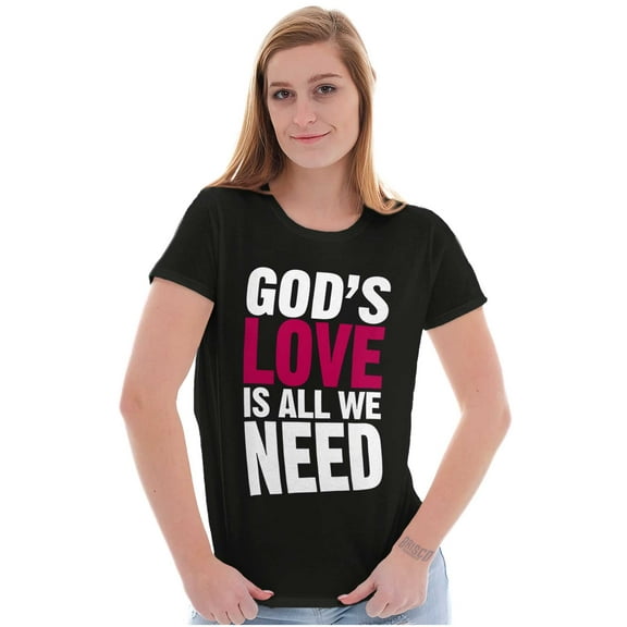 Christian Faith Gods Love All We Need Womens Slim Fit Graphic Tee Brisco Brands S