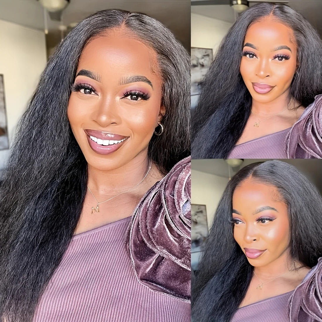 Kinky Straight Clip in Hair Extensions Seamless Clip ins Hair Extensions Real Human Hair Natural Black Yaki Straight Hair Extensions for Black Women