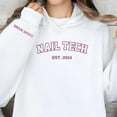 thumbnail image 4 of Personalized Embroidered Nail Tech Sweatshirt, Flower Nail Boss Technician Sweatshirt, Nail Stylist Nail Artist Gifts (Cotton, Nail 1) (WhiteT-Shirt, 4XL), 4 of 7