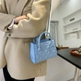 thumbnail image 4 of Sywqhk Bolso Bandolera De Cuero Con Estampado De Celosía Retro Para Mujer (Azul) Sywqhk Para estrenar, 4 of 9