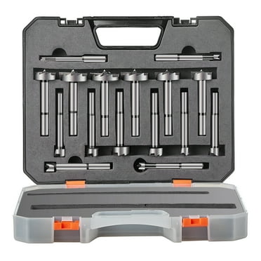 BENTISM Forstner Bit Set, 16PCS Wood Drill Bits Set, Carbide Forstner Bit Set, 1/4" to 1-5/8", Hardwood, Softwood, Auger Opener Round Shank Drilling Cutting Tool for Woodworking