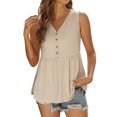 thumbnail image 1 of Camisas Para Mujer, Blusas, Blusas Con Botones, Cuello en V, Sin Mangas, Blusa Tipo Túnica Informal Odeerbi ODB139529, 1 of 5