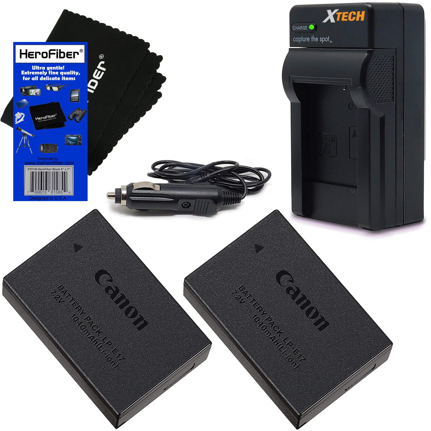 Canon Original Battery Pack LPE17 (2 pack) + AC/DC Battery Charger for
