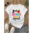 thumbnail image 1 of Summer Cool New Back-to-School Fashion Trendy Girl in Grade 2 Apple Pencil Letter Pattern Print Round Neck Short Sleeve T-Shirt Kids Versatile Top Cotton Casual Sporty Tee Machine Washable All Season, 1 of 6
