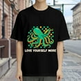 thumbnail image 3 of Black T Shirts for Men, Pixel Octopus Love Yourself More, Graphic Mens Graphic Tees, 24936785,XXL, 3 of 8