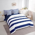 thumbnail image 2 of Manfei Geometric Stripes Bedding Sets Twin Size, Navy White Bed in a Bag Twin size, Teenager Boys Girls Reversible Comforter Sets with Sheets, Microfiber Room Decorative, 7pcs, 2 of 7