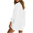 thumbnail image 7 of Otntypg Womens Button Down Shirts Lightweight Dress Shirts Long Sleeve Blouses Casual V Neck Work Office Tunics Tops with Pockets White S, 7 of 7