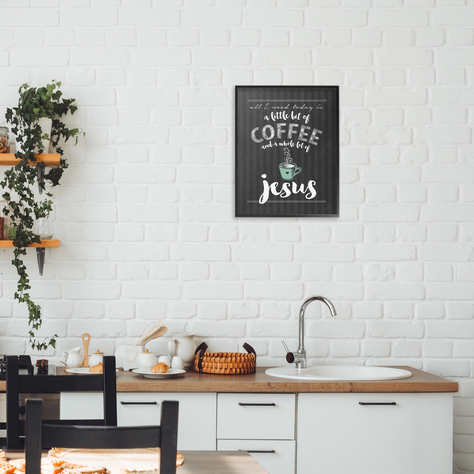 Little Coffee & Whole Lot Of Jesus Black Framed Giclee Art, design by Lettered and Lined