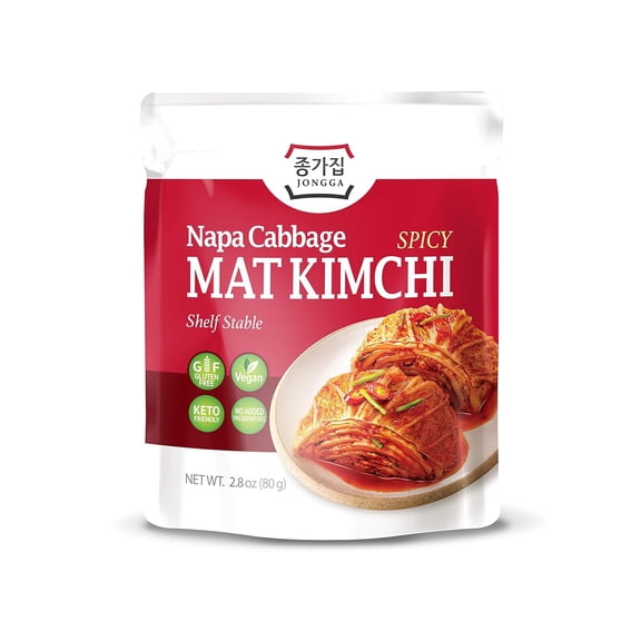 (Pack of 8), Jongga Napa Cabbage Spicy Mat Kimchi, 2.8 oz