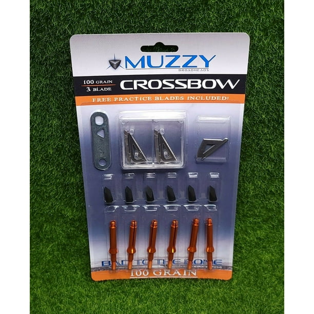 Muzzy Crossbow Trocar Tip 3Blade Crossbow Broadheads, 100gr. , Orange