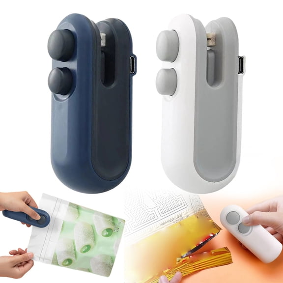 Bag Sealer With Cutter And Magnet 2-in-1 Rechargeable Mini Bag Sealer Portable Snack Chips Heat Sealer for Freshness Storage 2PCS