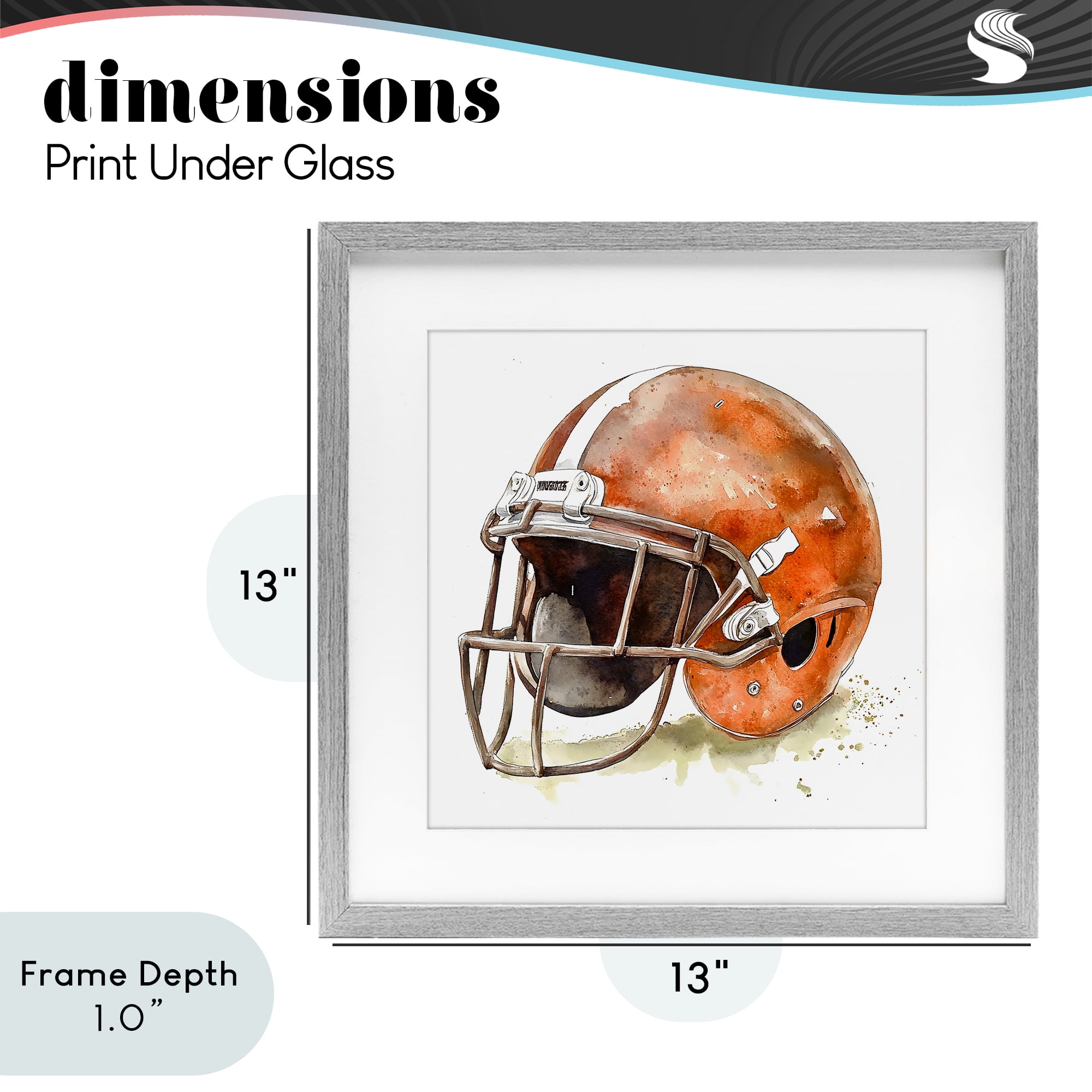Stupell Industries Red Football Helmet Gray Framed Print Under Glass, design by Creative Studio