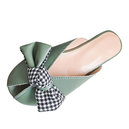 

ZTTD Women s Flat Bottom Fashion Casual Large Bow Roman Sandals Women s Slipper A